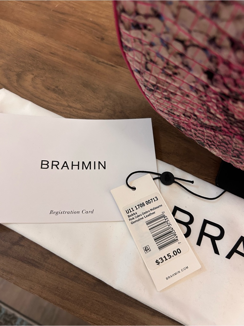 Brahmin Bekka Pink Cobra Shoulder Hobo Bag with Dust Bag - Picture 9 of 15